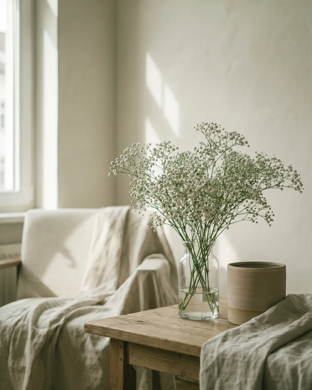 Schleierkraut styliert im Wohnraum