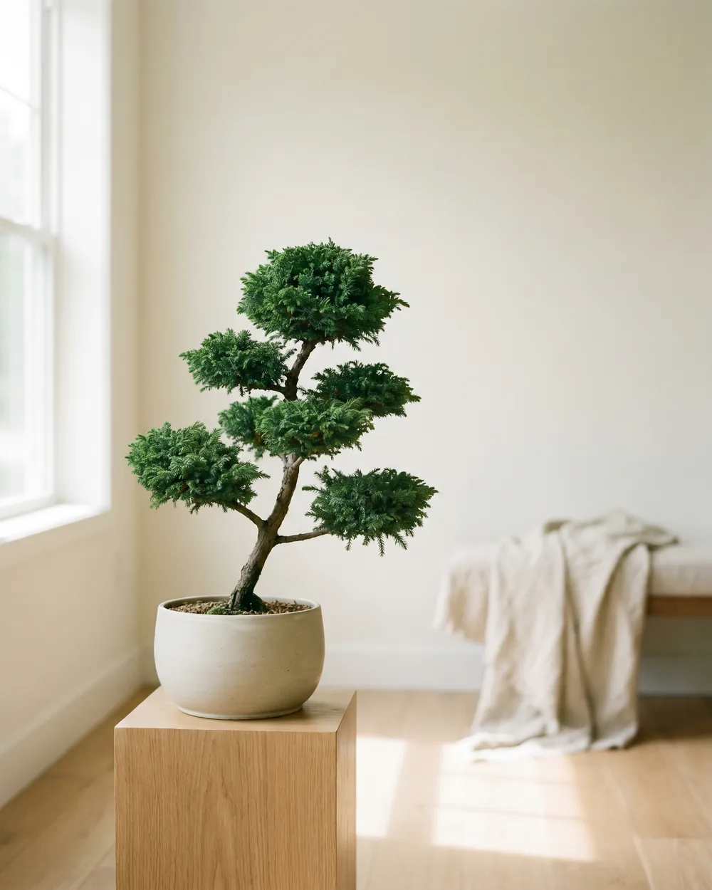 Japanische Sicheltanne styliert im Wohnraum