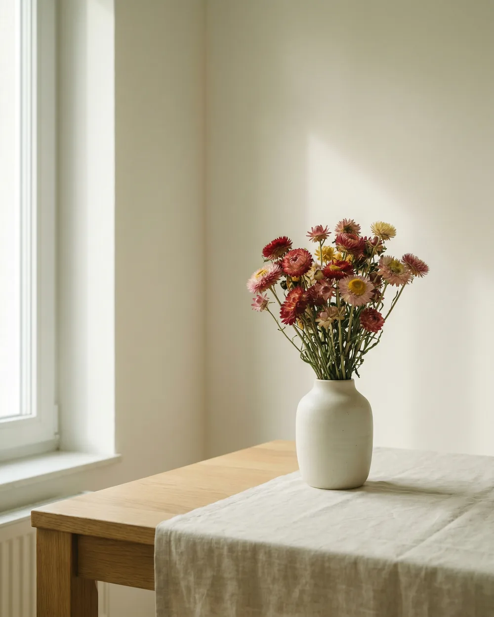 Strohblume styliert im Wohnraum