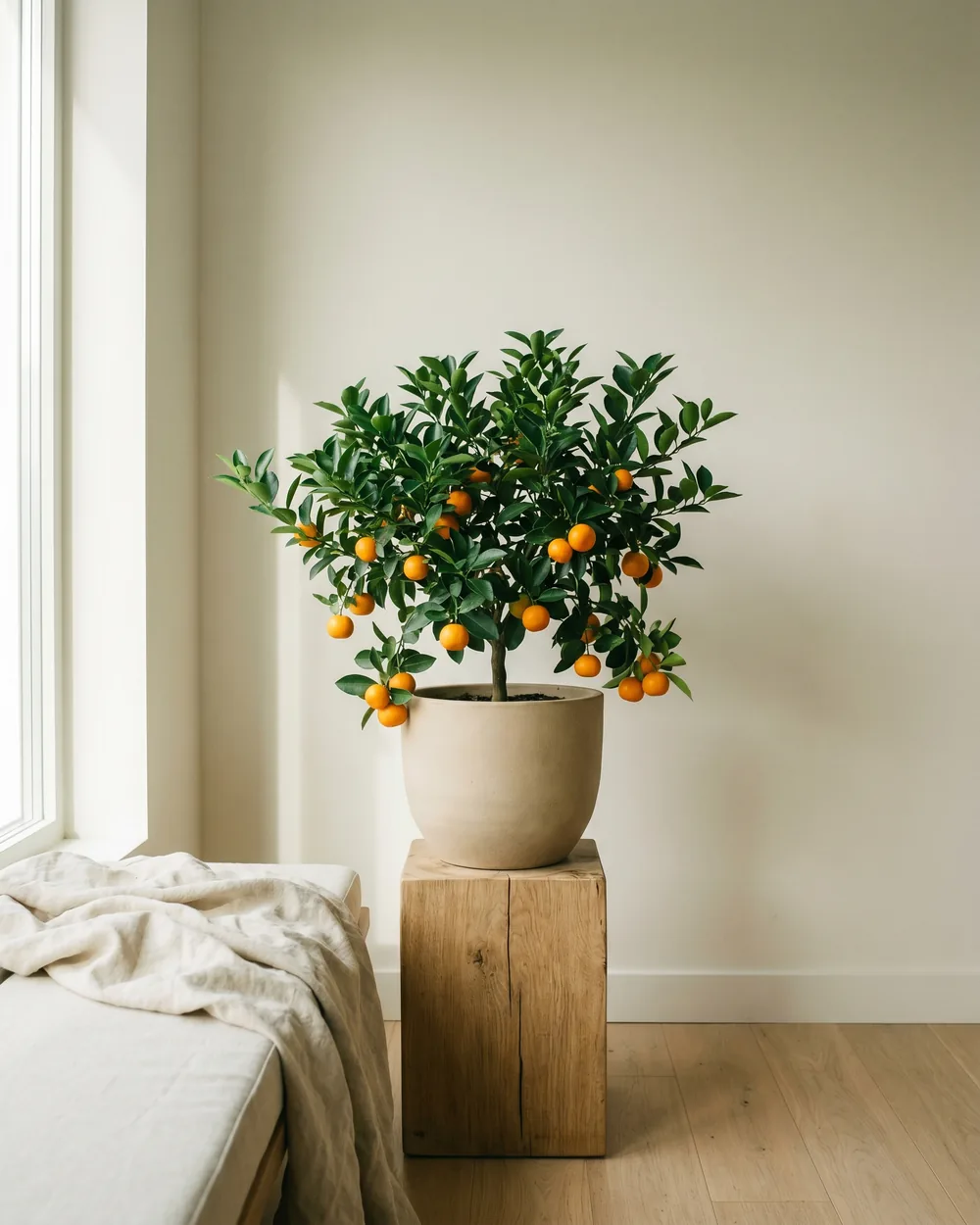 Kalkmandarine styliert im Wohnraum
