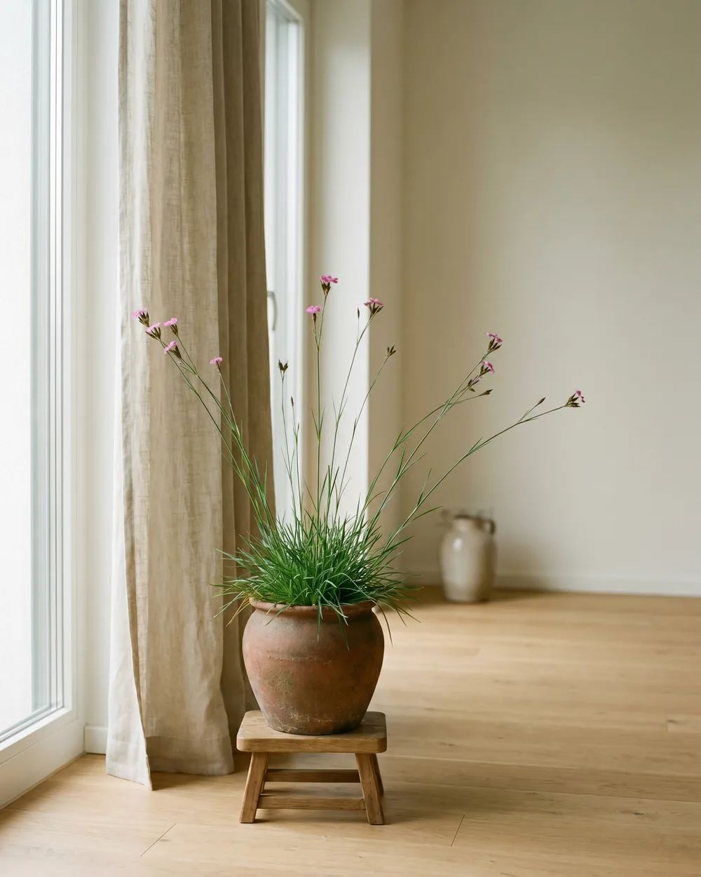 Kartäusernelke styliert im Wohnraum